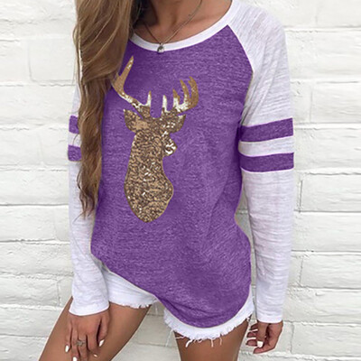 

Nomeni Festival Christmas Womens Reindeer Blouses T-shirt Xmas Long Sleeve Tops BKL