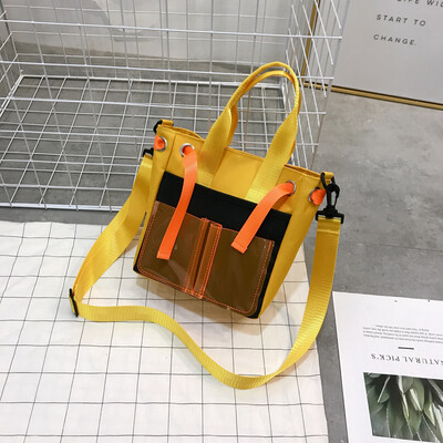 

Tailored Women Fashion Stitching Color Canvas Street Style Tote Handbag Shoulder Bag