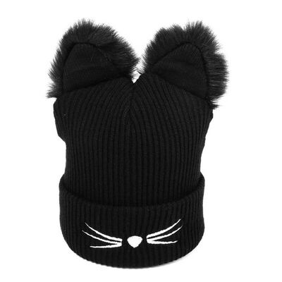 

Women Cat Ear Warm Winter Knitted Beanie Crochet Braided Knit Ski Wool Hat Cap