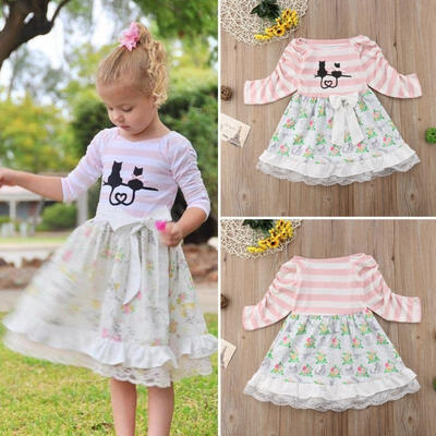 

Cute Floral Girl Princess Kids Baby Party Pageant Lace Tutu Dress Sundress Outfits