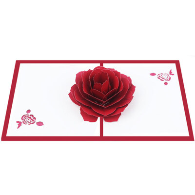 

Romantic Rose Flower 3D Pop Up Paper Greeting Card Valentines Day Birthday Gift