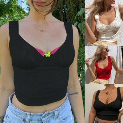 

Women Ladies Casual Sleeveless Tank Tops Vest Blouse Crop Top Short T Shirt -L