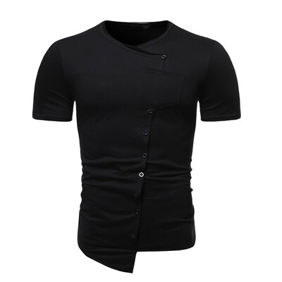 

Toponeto Mens New Pattern Casual Fashion Irregular Lapel Printing Short Sleeve Shirt