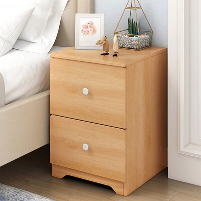 

Siaonvr Assemble Storage Cabinet Bedroom Bedside Locker Double Drawer Nightstand