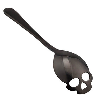 

Sugar Skull Stainless Steel Tea Coffee Metal Stirring Slotted Spoon