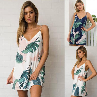

Women Summer Short Mini Dress Floral Dress Evening Cocktail Party Beach Sundress