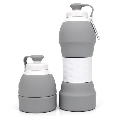 

580ml Collapsible Silicone Water Bottle with Carabiner for Cycling Gym Hiking Camping Travel Office
