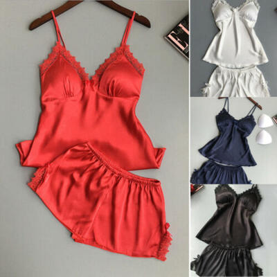 

Sexy Womens Satin Silk Sleepwear Pajamas Nightdress Lingerie Night Dress Skirt