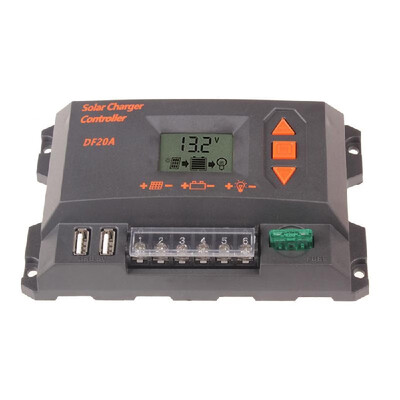 

20A Solar Charge Controller PWM Solar Panel Charger Controller 12V24V Battery Intelligent Regulator with LCD Display Dual USB