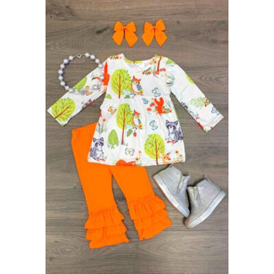 

Toddler Baby Girls Floral Fox Tops Dress Long Pants Headband Outfits Clothes USA