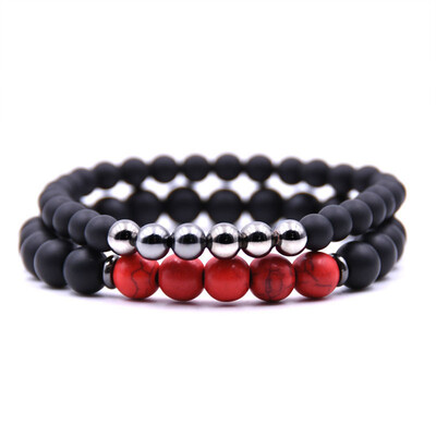 

Matte Black Lava Turquoise Stone Buddha Yoga Bracelet Set 6mm Copper Beads Natural Stone Bracelet
