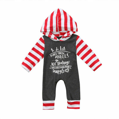 

Newborn Baby Girls Boys Christmas Striped Long Sleeve Romper Outfits Set Clothes