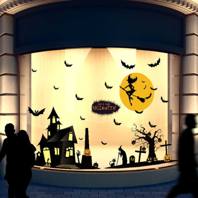 

Toponeto Happy Halloween Background Wall Sticker Window Home Decoration Decal Decor