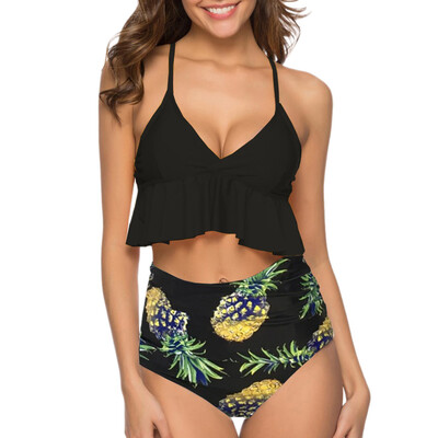 

Roseonmyhand Women Two Pieces Bathing Suits Top Ruffled With High Waisted Bottom Bikini Set