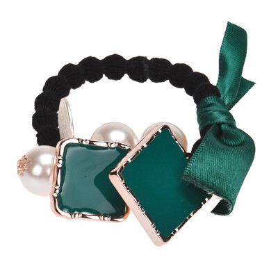 

〖Follure〗Bow Square Pearls Hair Band Rope Scrunchie Ponytail Holder RD