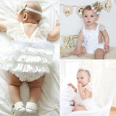 

Infant Baby Girl Clothes Lace Floral Bodysuit Romper Cake Sunsuit Outfits 0-18M