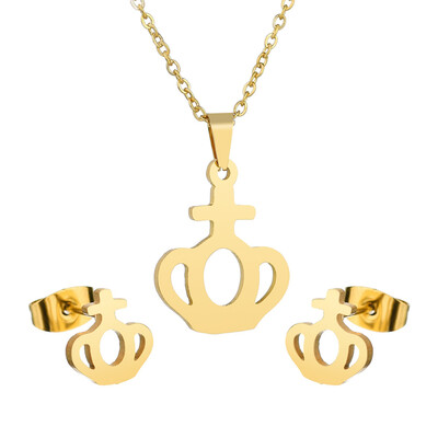 

Luxury Gold Color Women Infinite Owl Love Heart Fatima Hand Necklace Earrings Stainless Steel Bridal Wedding Jewelry Sets