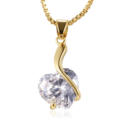 

Geometric Zircon Heart-shaped Choker Necklaces For Women Girls Gold Sliver Color Rhinestone Pendant Necklace Jewelry Gift Bijoux