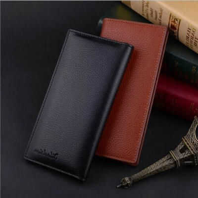 

US Mens Bifold Leather Multi-functional Card Holder Checkbook Purse Long Wallet