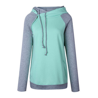 

Casual Women Hoodie Sweatshirt Long Sleeve Spliced Color Pullover Tops