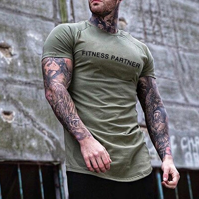 

Toponeto Mens Summer New Style Fashion Fitness Short Sleeves Letter Printing Blouse Top