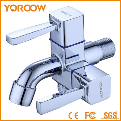 

YOROOW good quality chromed plated quick open washing machine tap double handles zinc bibcock