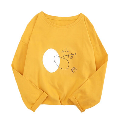 

Harajuku T-Shirt Women Pullovers Casual Long Sleeve Tops O-Neck Loose Cute Print Female T-shirts