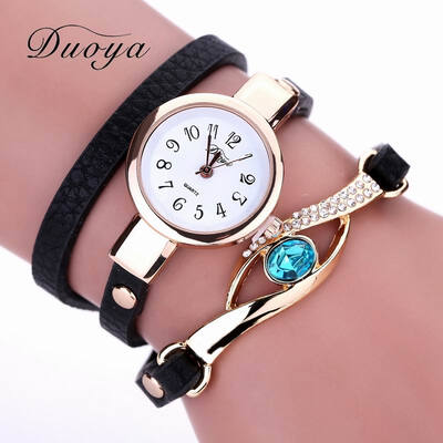 

DUOYA D041 Women Wrap Around Leather Quartz Wrist Watch with Diamonds