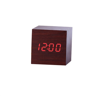 

Gobestart New Modern Wooden Wood Digital LED Desk Alarm Clock Thermometer Timer Calendar