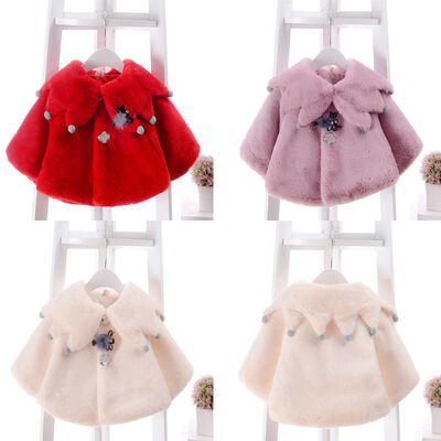 

0-4T Toddler Kids Baby Girl Winter Warm Fleece Coat Jacket Outwear Cloak