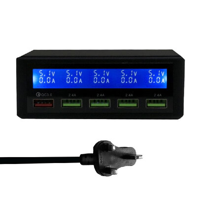 

Intelligent USB Quick Charge 5 Port LCD Display Multifunctional Mobile Phone Fast Wall Chargeur