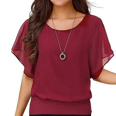 

Nomeni Womens Loose Casual Short Sleeve Batwing Sleeve Chiffon Top T-Shirt Blouse