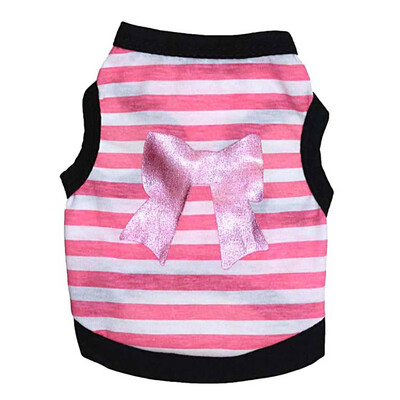 

Bow Striped Dogs Spring Summer Pet Clothes For Small Cat Dog puppy Pet Dog Shirt Puppy Cat Vest Shirt