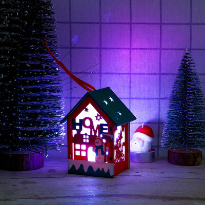 

〖Follure〗LED Light Wooden Dolls House Villa Christmas Ornaments Xmas Tree Hanging Decor