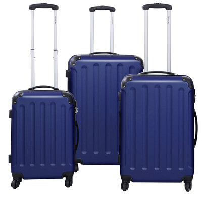 

GLOBALWAY 3 Pcs Luggage Travel Set Bag ABSPC Trolley Suitcase Dark Blue