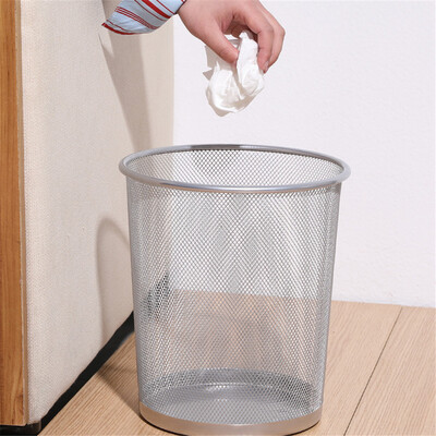

Toponeto Metal Mesh Round Trash Can Wrought Iron Kitchen Without Lid Bucket