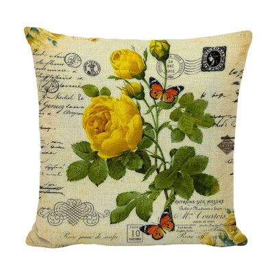 

Vintage Plant Flower Bird Peacock Butterfly Pillowcase Flax Cushion Cover Throw Pillow Case Sofa Home Decor