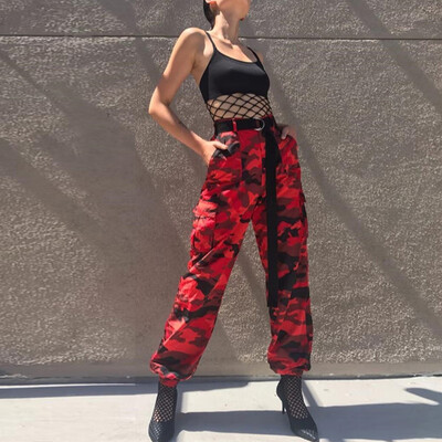 

Womens Summer High Rise Camouflage Print Cargo Pants Ladies Plus Size Trousers