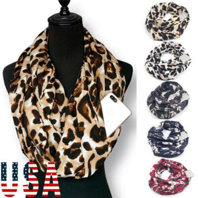 

New Infinity Scarf with Hidden Zipper Pocket Scarf Womens Winter Travel Scarves