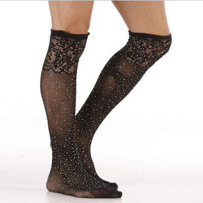 

Mens Casual See Through Thigh High Socks Elastic Slim Clubwear Stocking Leggings