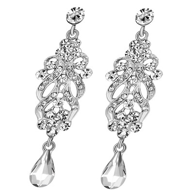 

Full Diamond Crystal Fashion Long Dangle Chain Earrings For Girl