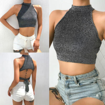 

SEXY Womens Tops Hang Neck Bralette Bra Bustier Crop Top Cami Tank Vest Blouse