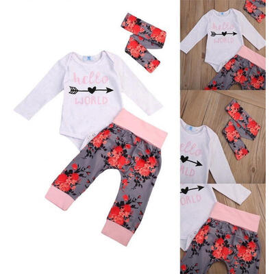 

Newborn Infant Baby Girls Floral Clothes Jumpsuit Romper Bodysuit Pants Outfits