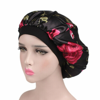

Womens Floral Faux Silk Night Sleep Cap Hair Bonnet Hat Head Cover Turban Wrap