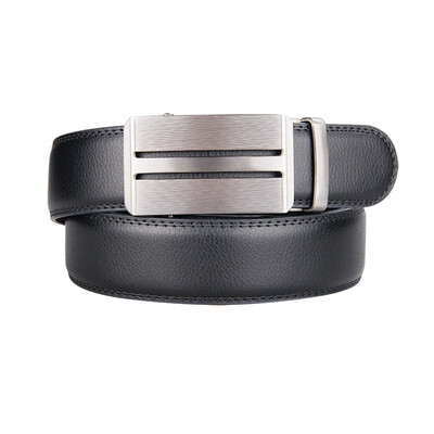 

BPSTAR Mens Automatic Buckle Genuine Leather Mens Ratchet Holeless Belt Business High Quality Mens Real Belt for Pants