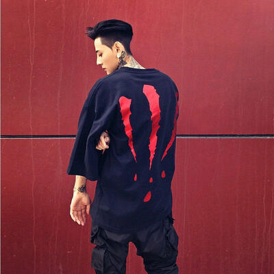 

Tide Brand Short-sleeved Men 2018 Early Spring New Half-sleeve Plug-in Loose Oversized Student Hip-hop Trend T-shirt
