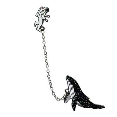 

Women Girls Cartoon Badge Astronaut Whale Brooch Metal Collar Lapel Pin Breastpin Jewelry