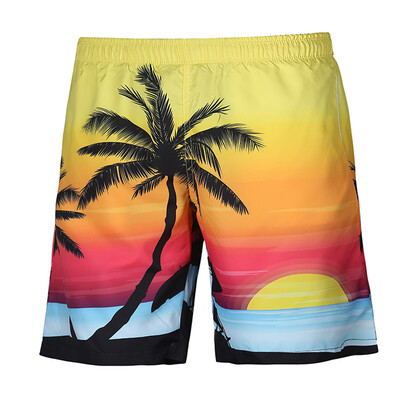 

Gobestart Mens Summer Casual Plus Size Tropic Hawaii Palm 3D Printed Beach Shorts Pants