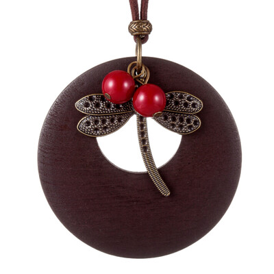

vintage woman Necklaces Fashion Jewelry Wooden Tag dragonfly pendant necklace for women