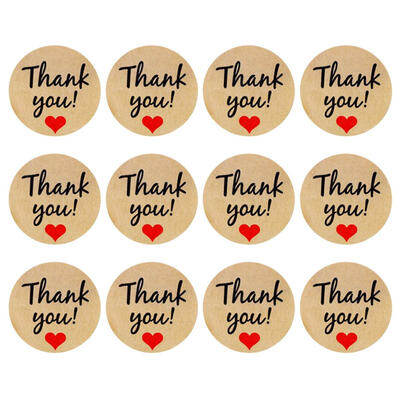 

120pcsset Thank You Round Stickers Kraft Paper Sealing Sticker Diary Decal